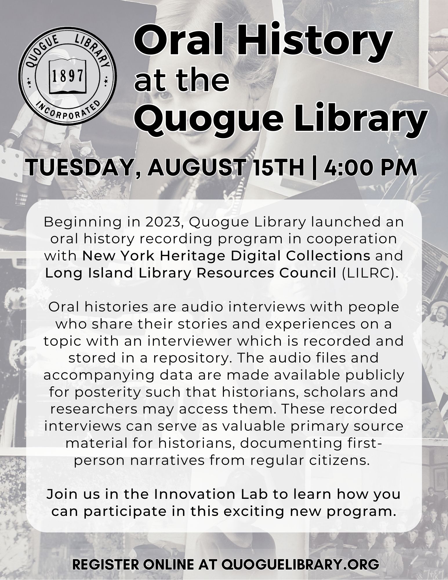 Oral History at the Quogue Library Quogue Library